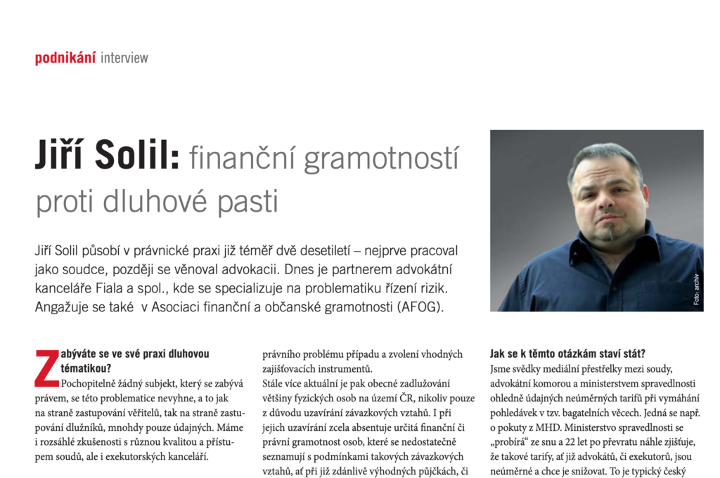 Finanční gramotností proti dluhové pasti (s JUDr. Jiří Solil)