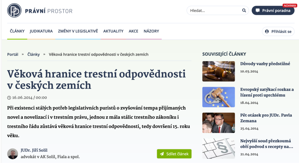 Věková hranice trestní odpovědnosti v českých zemích